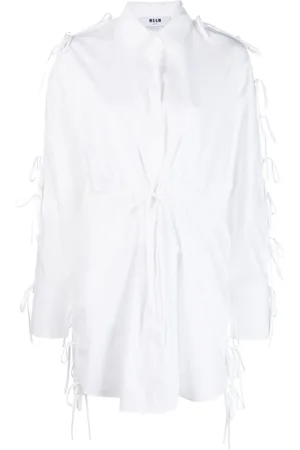 Msgm Bow-embellished cotton shirtdress