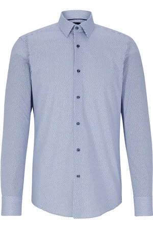 HUGO BOSS Long-sleeve geometric-print shirt