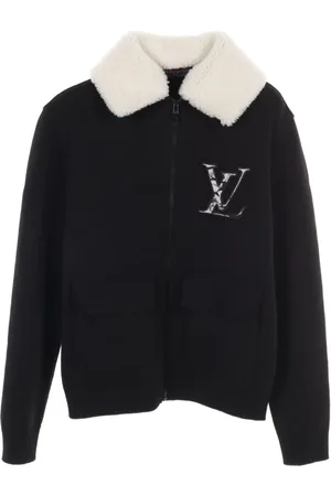 LOUIS VUITTON 2010s shearling-collar knitted jacket