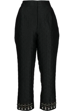 SHIATZY CHEN Embroidered-pearl cropped trousers