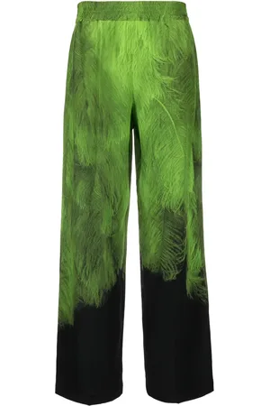 Victoria Beckham Feather-print silk trousers