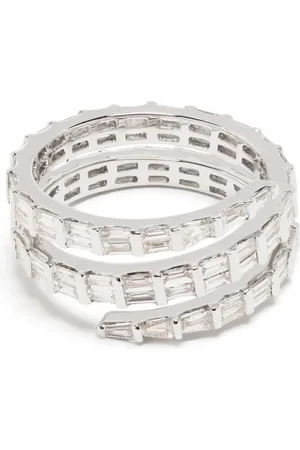 Anita 18kt white gold three row baguette diamond coil ring