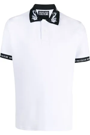 VERSACE Logo-trim cotton polo shirt