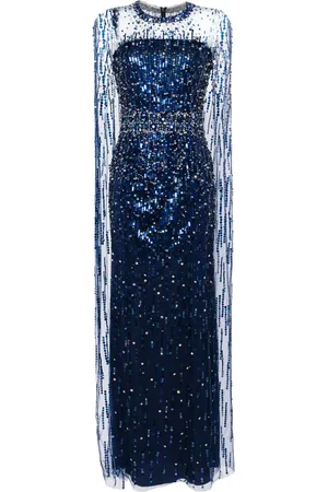 Jenny Packham Lux crystal-embellished cape gown