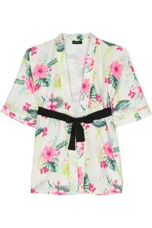 MONNALISA Floral-print belted kimono