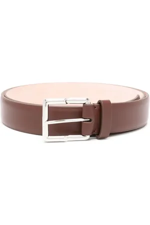 Lanvin Engraved-buckle leather belt