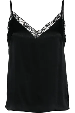 Alberta Ferretti Lace-trim satin top