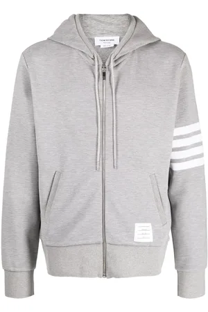 Thom Browne Logo-patch zip-up hoodie
