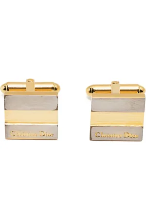 Dior 1980s two-tone logo-engraved cufflinks