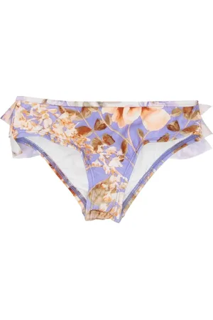 ZIMMERMANN Floral-print ruffle bikini bottom
