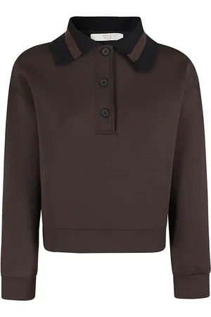 TELA Contrast-collar polo top
