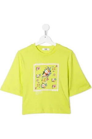 Msgm TEEN floral-print cropped T-shirt