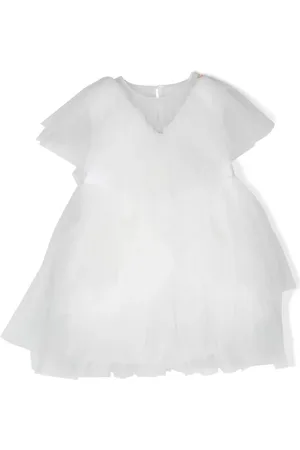 Elisabetta Franchi Tulle-overlay short-sleeved dress