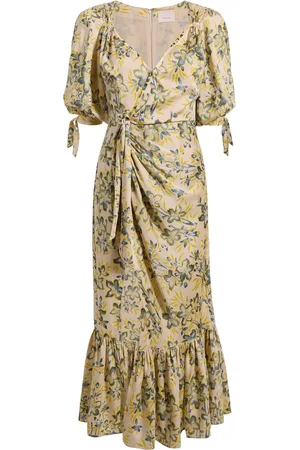 Cinq A Sept Floral-print gathered-waist dress