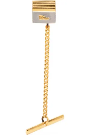 Dior 1980s two-tone logo-lettering pin