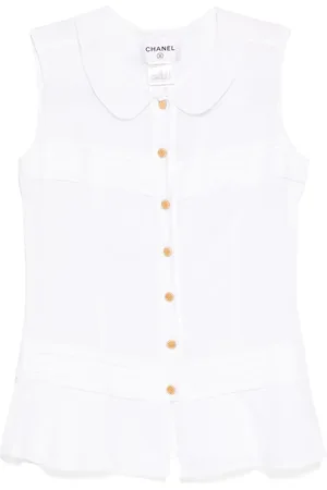 CHANEL 2002 CHANEL Coco button sleeve-less shirt