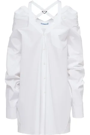 Prada Off-shoulder cotton shirt dress