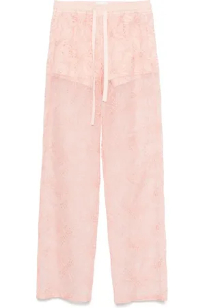 GENNY Floral-embroidered organza trousers