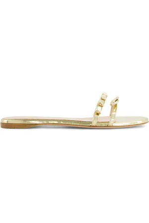 Giambattista Valli Crystal-embellished flat leather slides