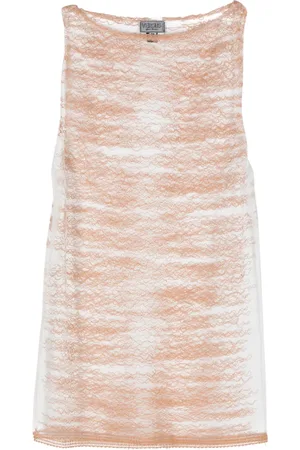 VERSACE 2000s embroidered mesh tank top
