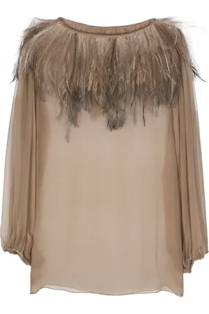 Dolce & Gabbana 2000s feather-trim silk blouse