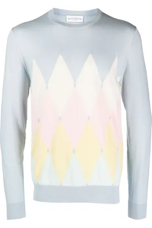 BALLANTYNE Geometric-print fine-knit jumper
