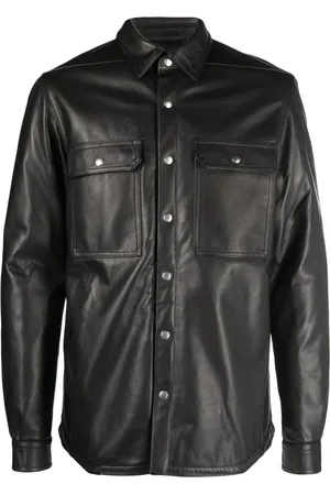 Rick Owens Chest-pocket leather shirt jacket