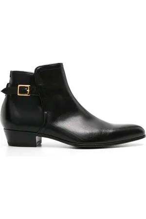 LIDFORT Pointed-toe buckled leather boots