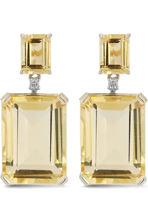 Mateo 14kt yellow citrine and diamond drop earrings