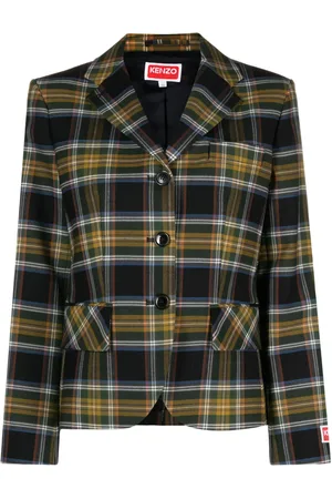 Kenzo Tartan-check single-breasted blazer