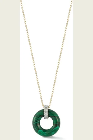 Mateo 14kt yellow Donut diamond and malachite necklace