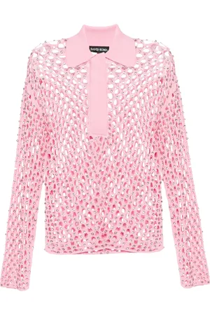 DAVID KOMA Crystal-embroidered net top