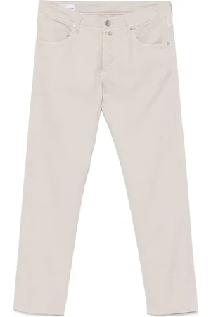 Incotex Logo-patch tapered trousers