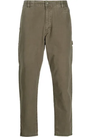 Moschino Logo-embroidered cotton straight-leg trousers