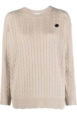 Patou Logo-patch cable-knit jumper