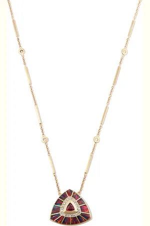 JACQUIE AICHE 14kt yellow Vortex diamond and red tourmaline pendant necklace