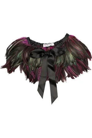Saint Laurent 1970s tie-front feather collar