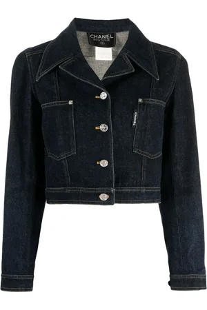 CHANEL 1996 Mademoiselle-buttons cropped denim jacket