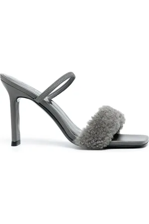 By Far Shearling-strap open toe mules