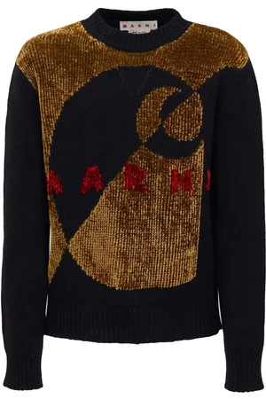 Marni Velvet-effect logo knit jumper