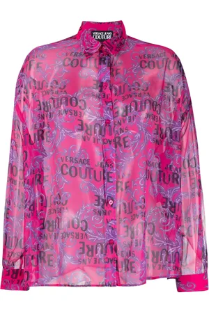 VERSACE Logo-print long-sleeve shirt