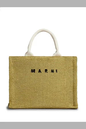 Marni Woven embroidered-logo shopping tote bag