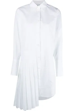 OFF-WHITE Diag plissé cotton shirt dress