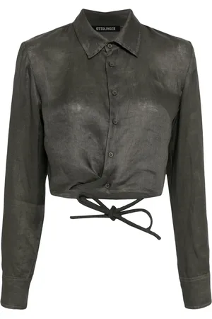 OTTOLINGER Cropped tie-strap linen shirt