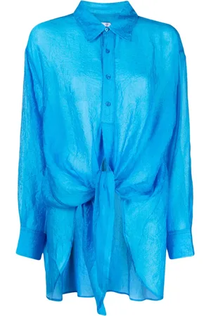 Izzue Crinkled-finish tie-fastening shirt