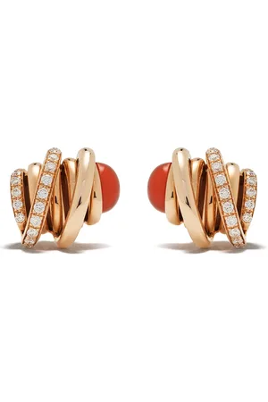 De Grisogono 18kt rose gold carnelian and diamond coil studs