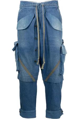 GREG LAUREN Panelled tapered jeans