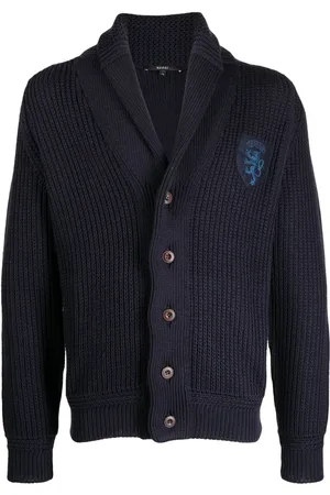 Gucci Logo-patch ribbed-knit cardigan