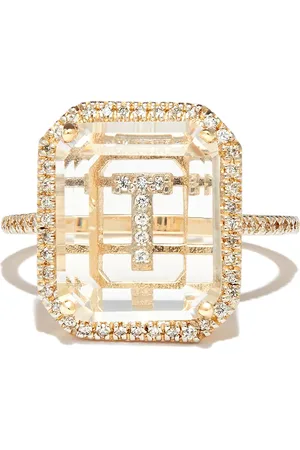 Mateo 14kt yellow T Initial diamond ring