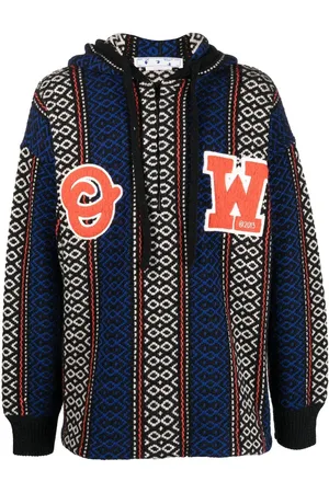 OFF-WHITE Geometric-patterned alpaca-blend hoodie